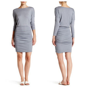 Michael Stars Shirred Ballet Neck Dress